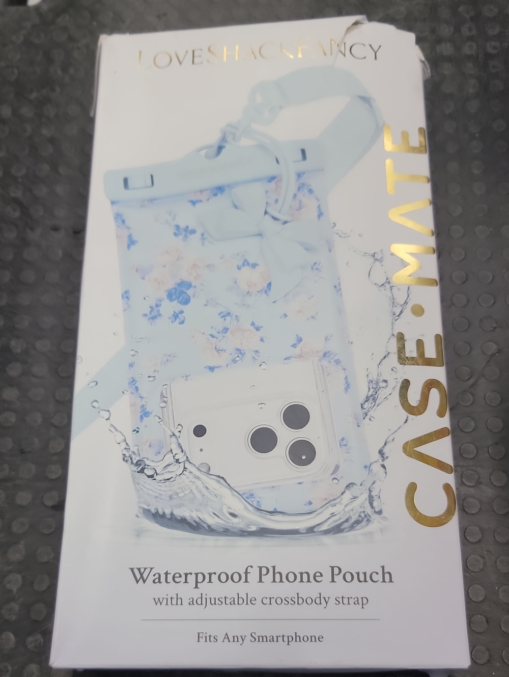 case-mate LoveShackFancy Floral Blue Waterproof Phone Pouch with Crossbody Strap